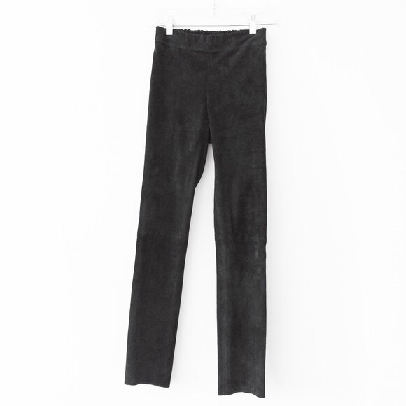 Joseph $1200 Slim Fit Suede Leggings 100% Lambskin with Stretch in Black - Picture 6 of 14